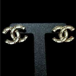 NIP! Fashion Stainless Steel Gold & Cream Earrings